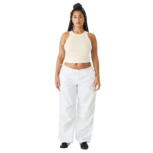 Women's Micro Rib Racer Tank Solid Natural Blend front Model